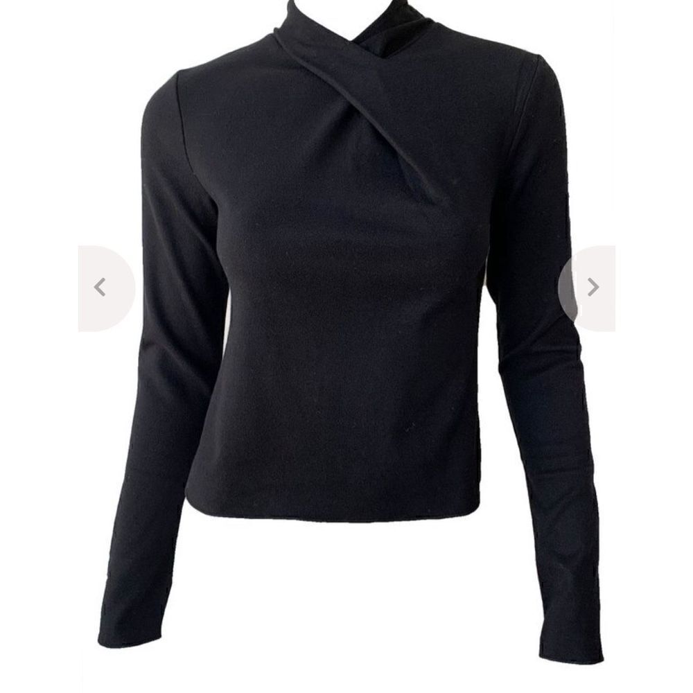 Vince Draped Twist Neck Black Long Sleeve T NWT Size Large